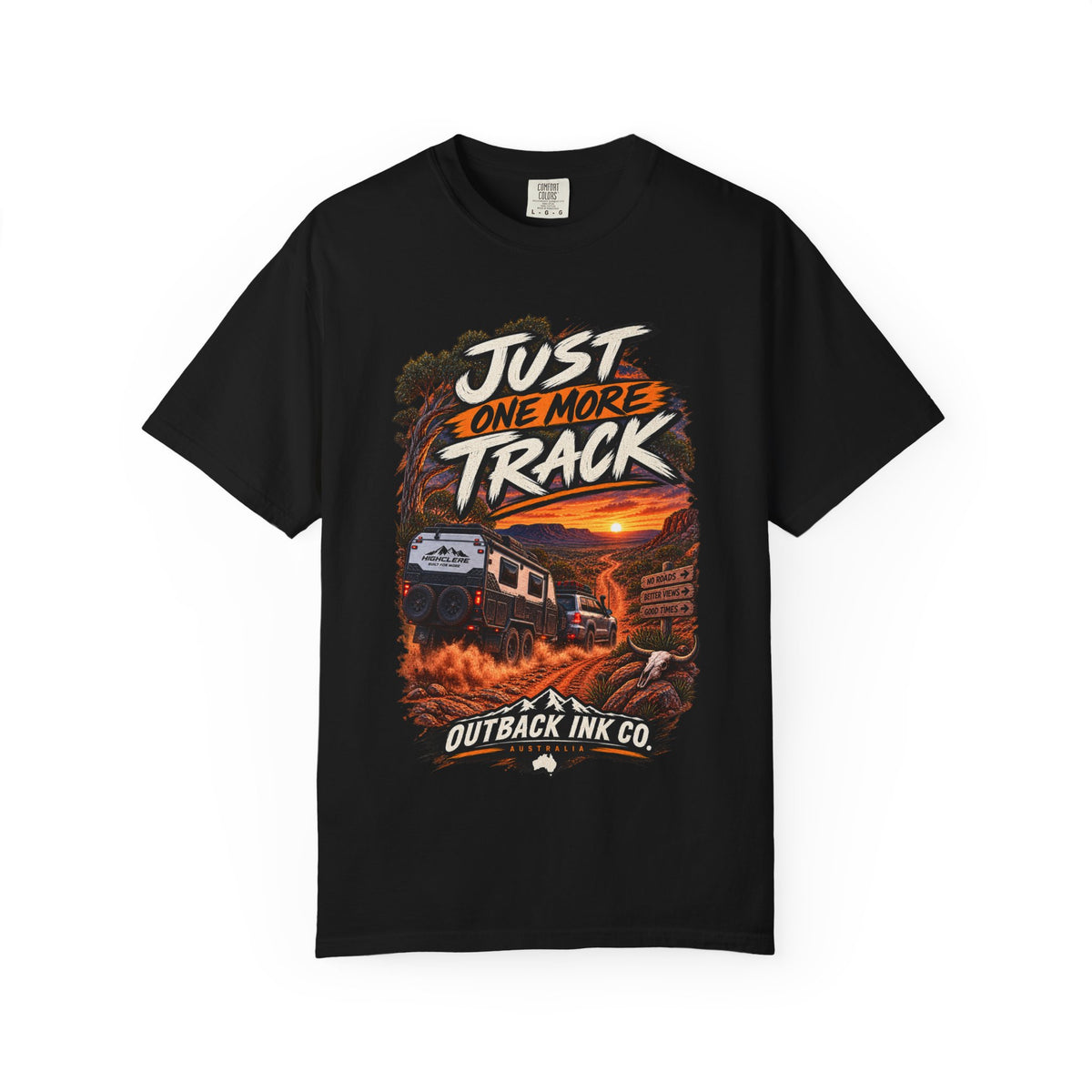 Just One More Track Graphic Tee — Train & Outback Adventure T-Shirt