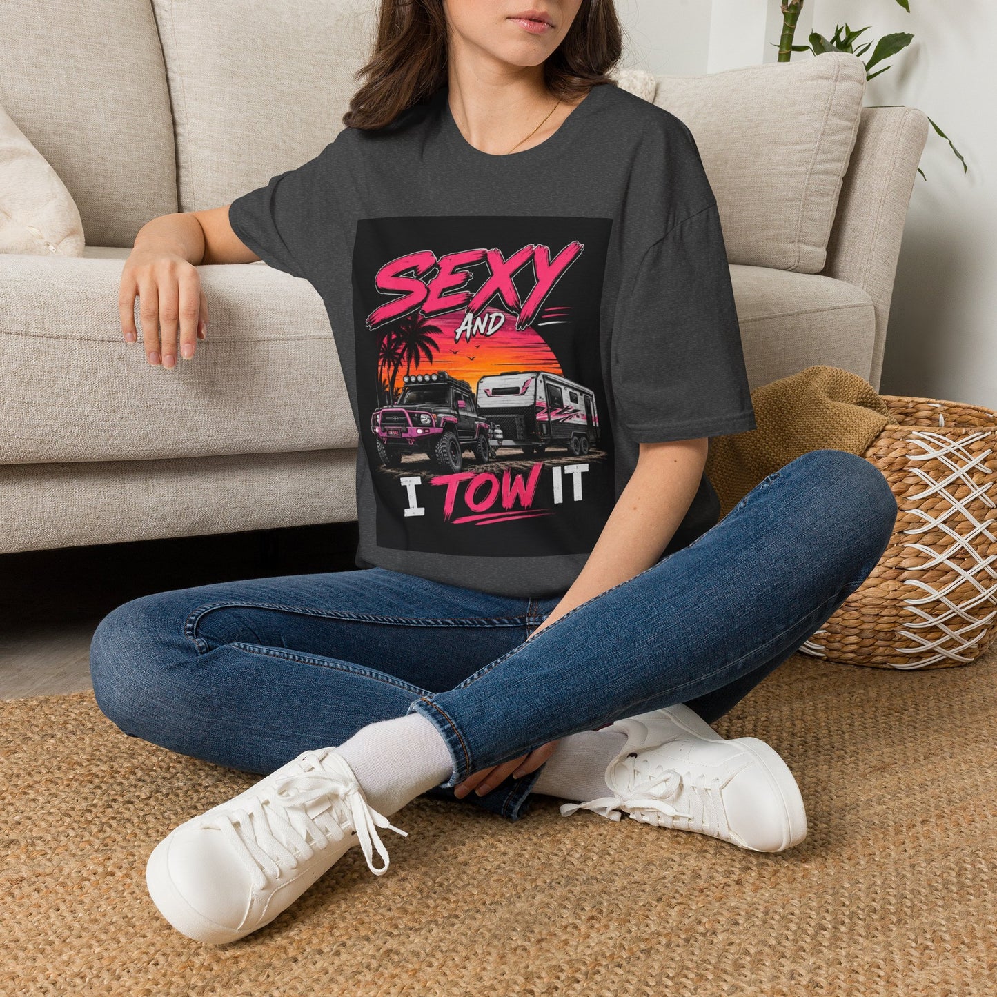 Sexy and I Tow It T‑Shirt — Retro Sunset Tow Truck Tee