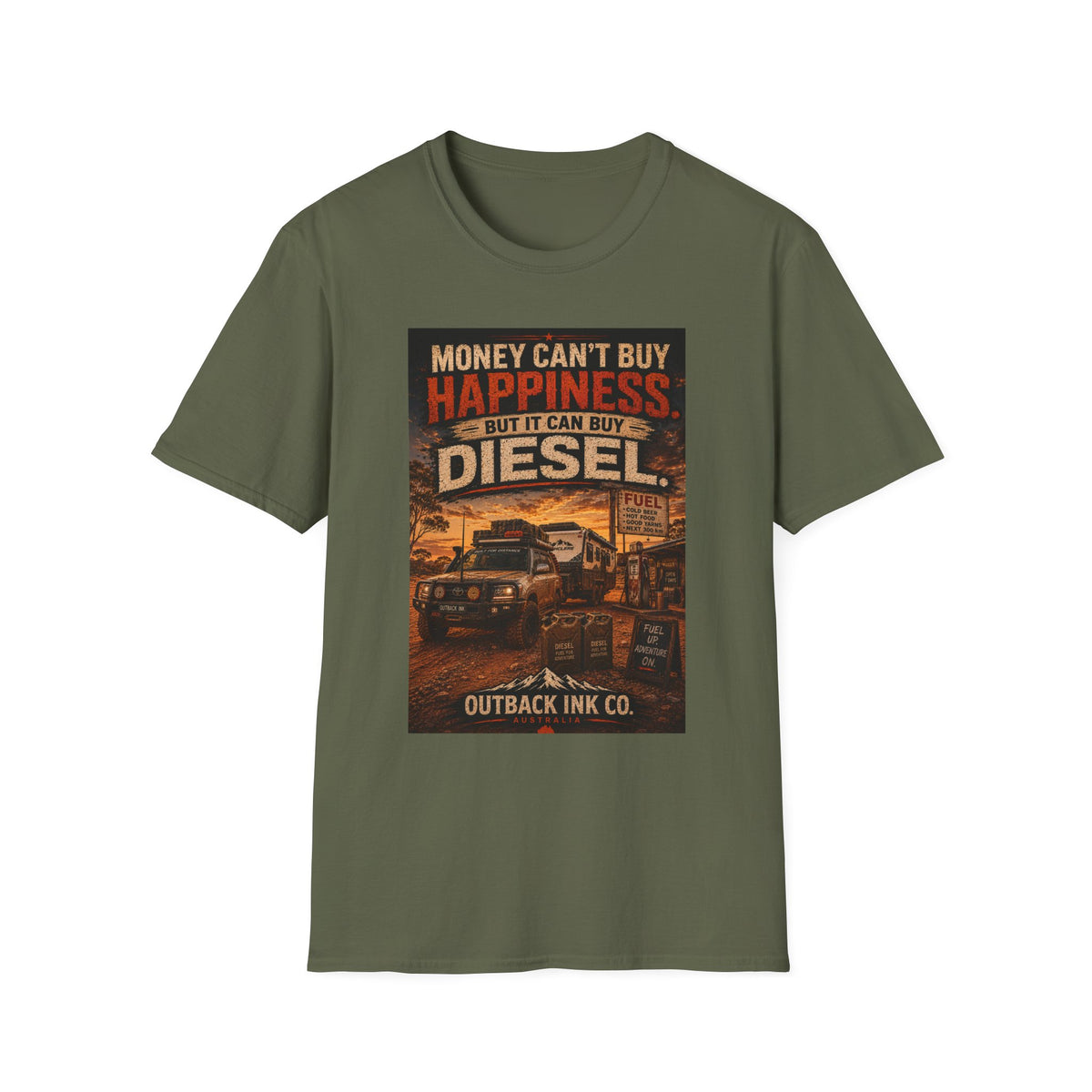 Diesel Truck Tee — "Money Can't Buy Happiness but It Can Buy Diesel" Vintage Graphic T-Shirt