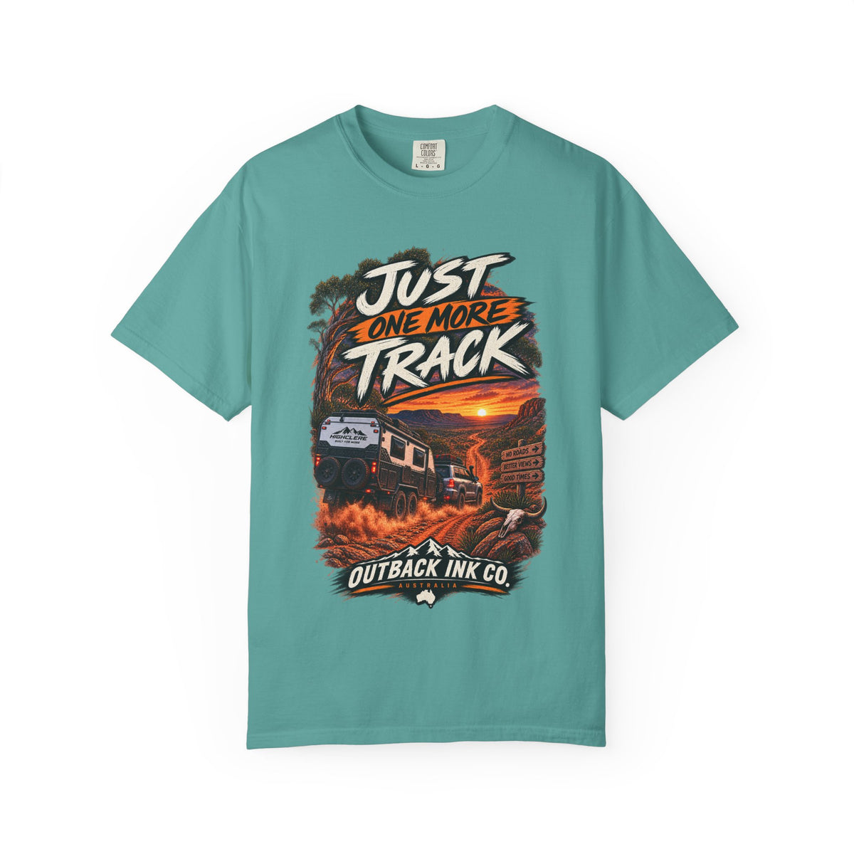 Just One More Track Graphic Tee — Train & Outback Adventure T-Shirt