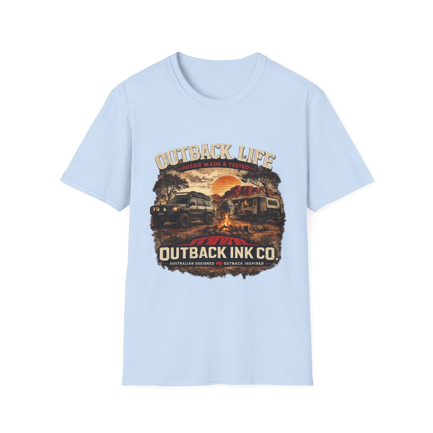 Outback Life Graphic T-Shirt — Aussie Made Caravan & Camper Sunset Tee