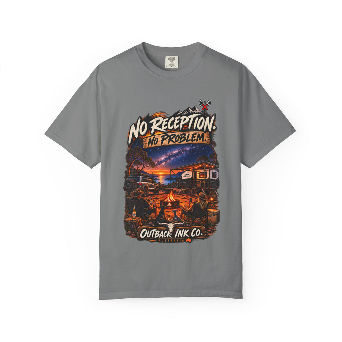 No Reception No Problem Graphic Tee — Camping & Off-Grid Adventure T-Shirt
