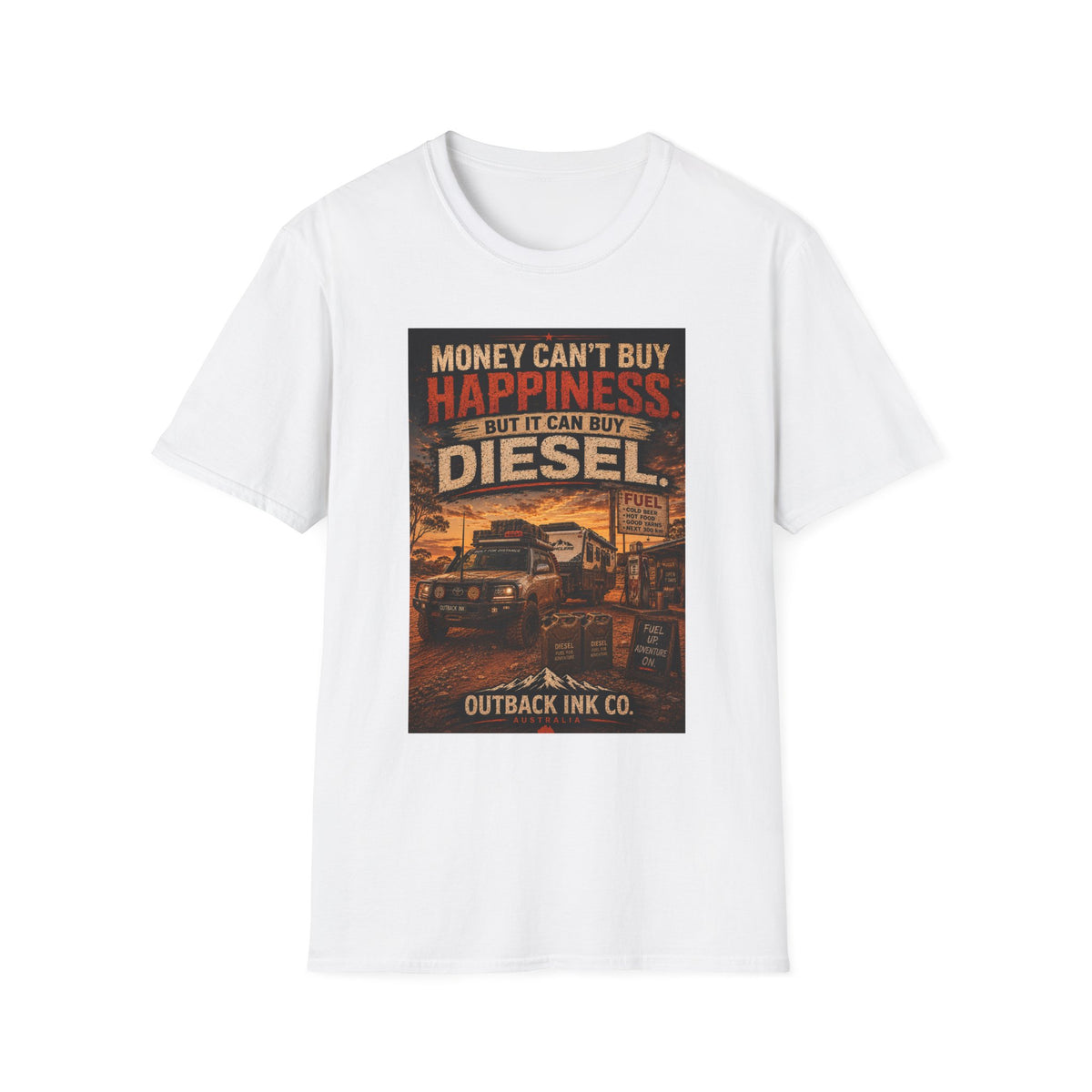 Diesel Truck Tee — "Money Can't Buy Happiness but It Can Buy Diesel" Vintage Graphic T-Shirt