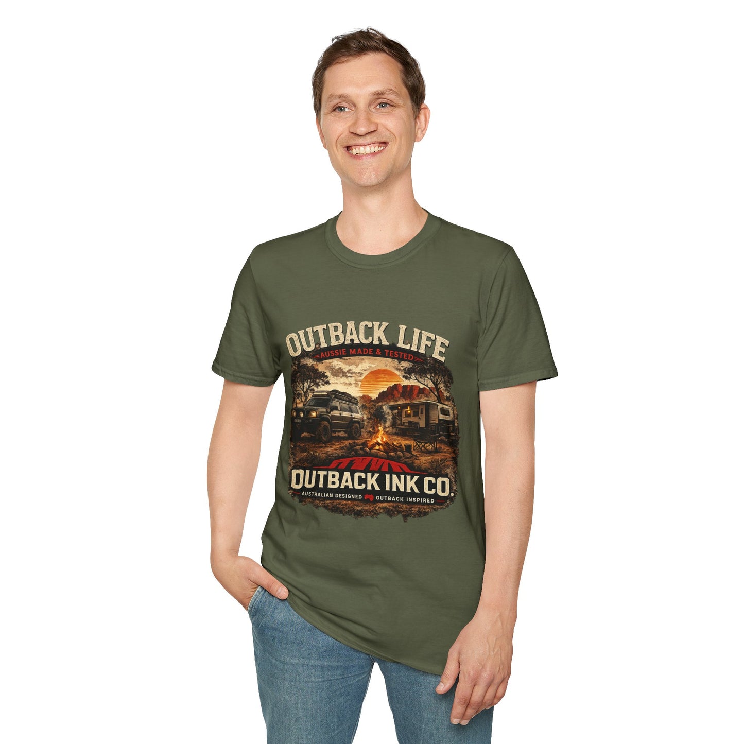 Outback Life Graphic T-Shirt — Aussie Made Caravan & Camper Sunset Tee