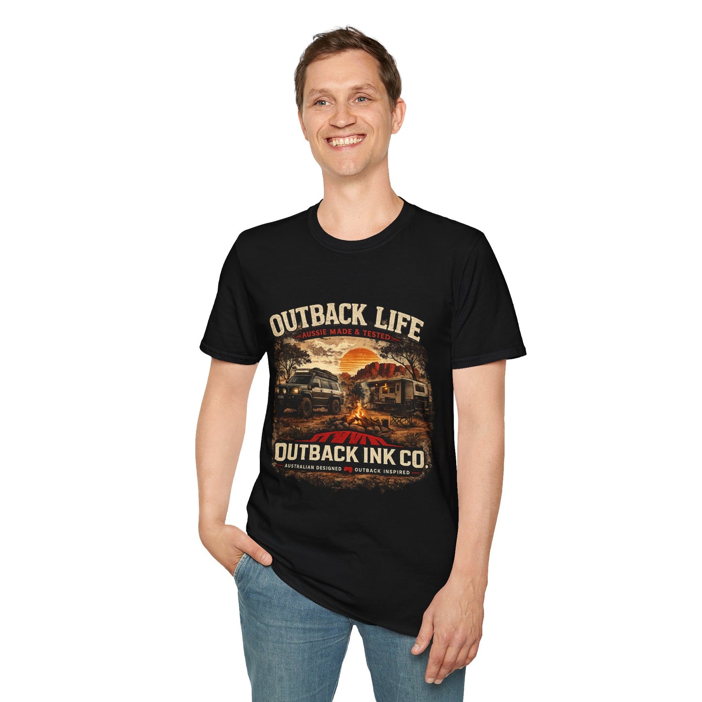 Outback Life Graphic T-Shirt — Aussie Made Caravan & Camper Sunset Tee