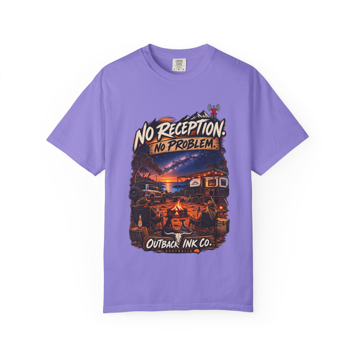 No Reception No Problem Graphic Tee — Camping & Off-Grid Adventure T-Shirt