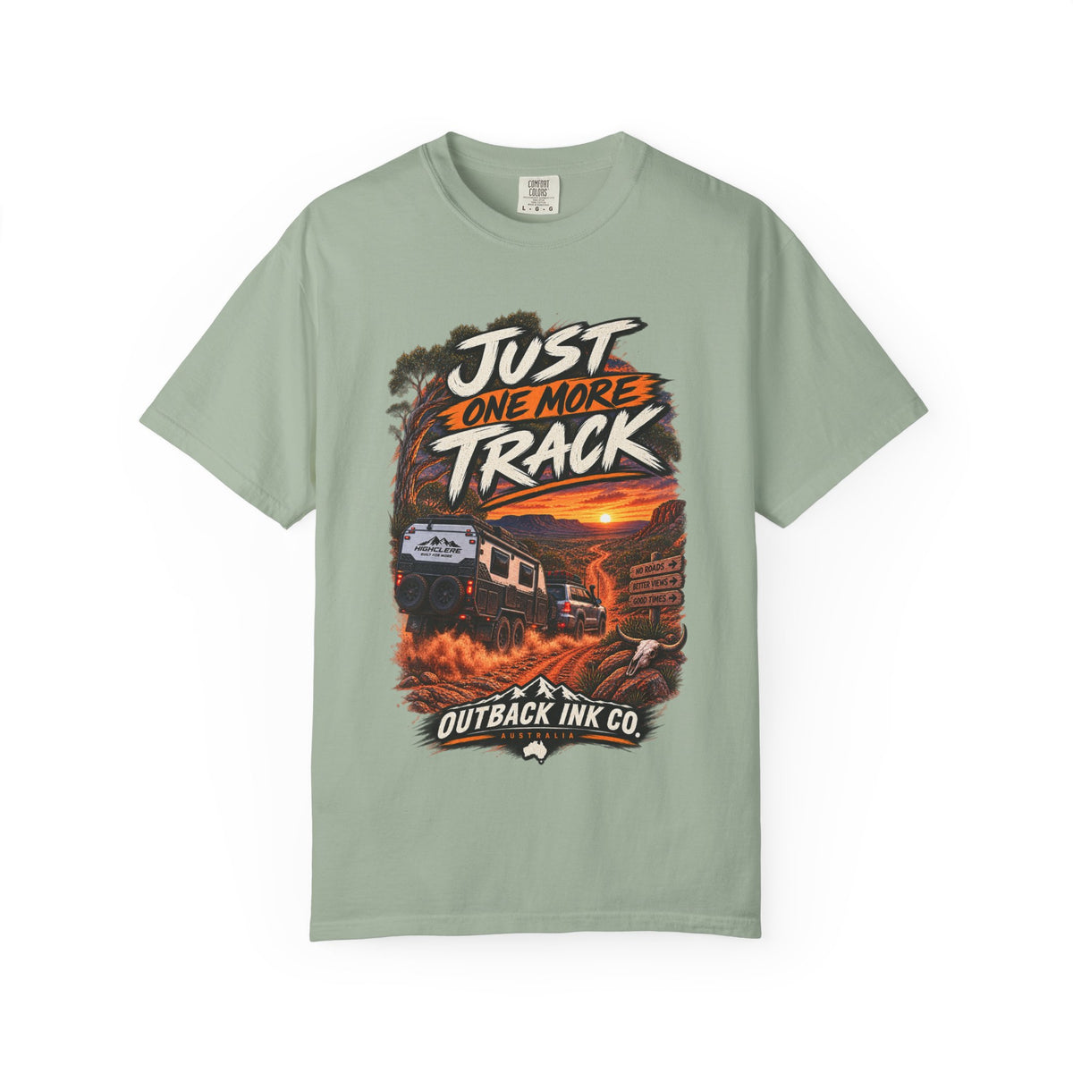 Just One More Track Graphic Tee — Train & Outback Adventure T-Shirt