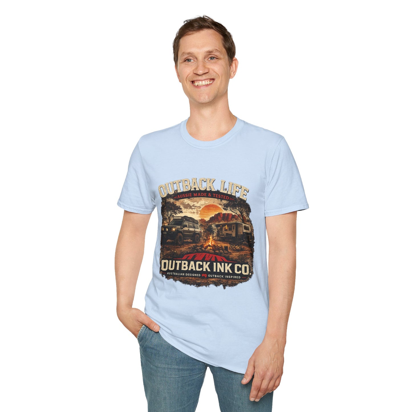 Outback Life Graphic T-Shirt — Aussie Made Caravan & Camper Sunset Tee