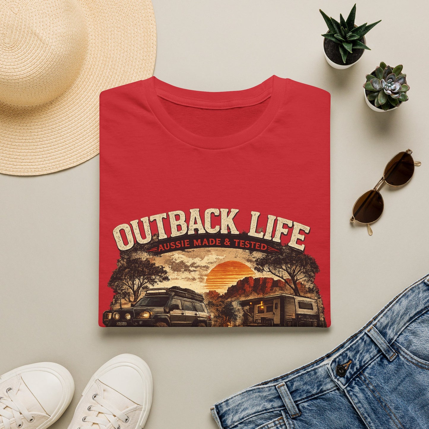 Outback Life Graphic T-Shirt — Aussie Made Caravan & Camper Sunset Tee