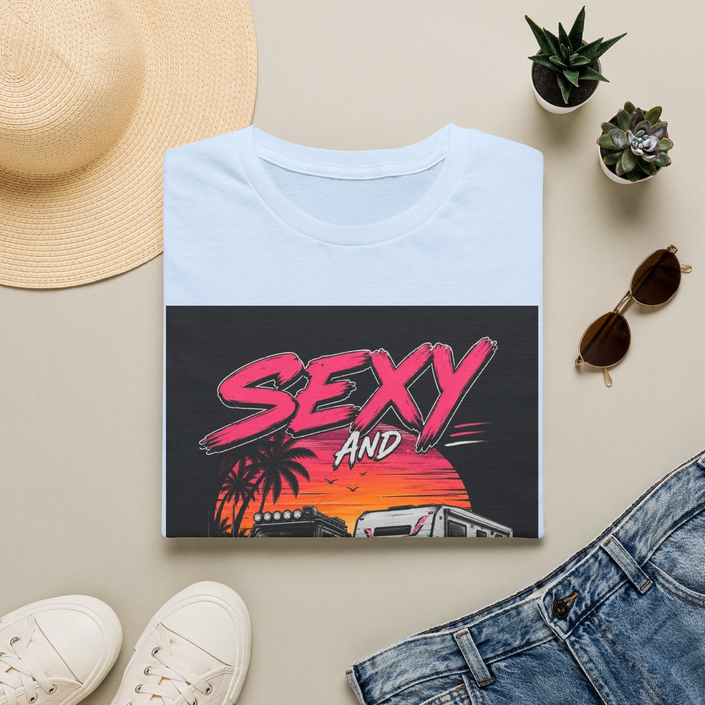 Sexy and I Tow It T‑Shirt — Retro Sunset Tow Truck Tee