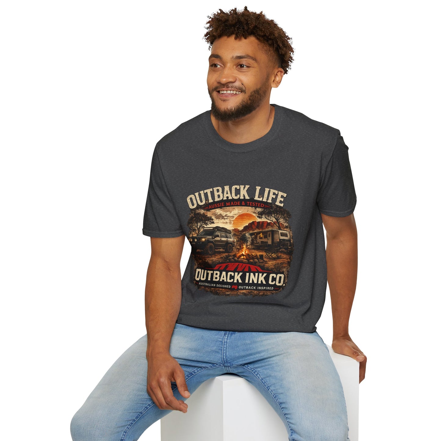 Outback Life Graphic T-Shirt — Aussie Made Caravan & Camper Sunset Tee