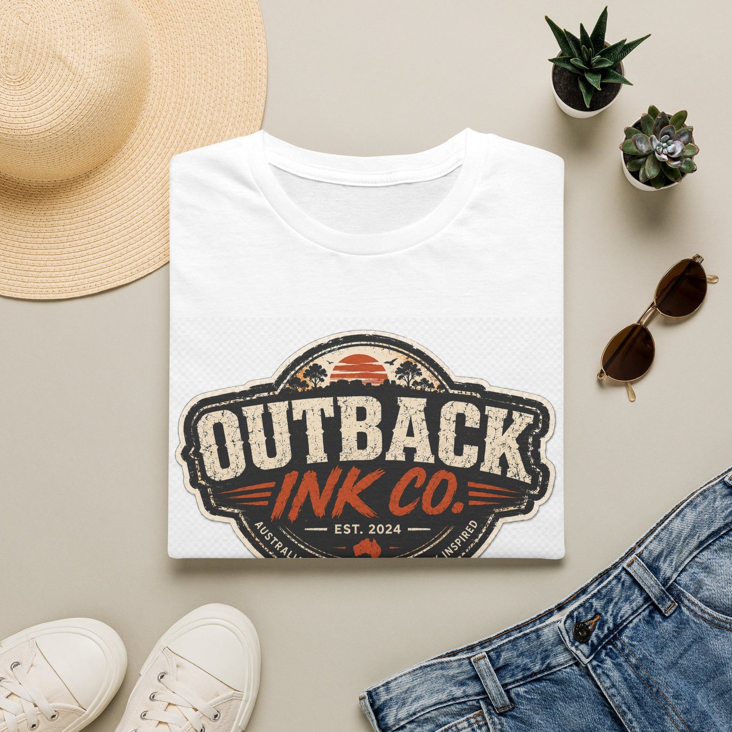 Outback Ink Co. Vintage Logo T-Shirt — Retro Australian Ink Studio Tee