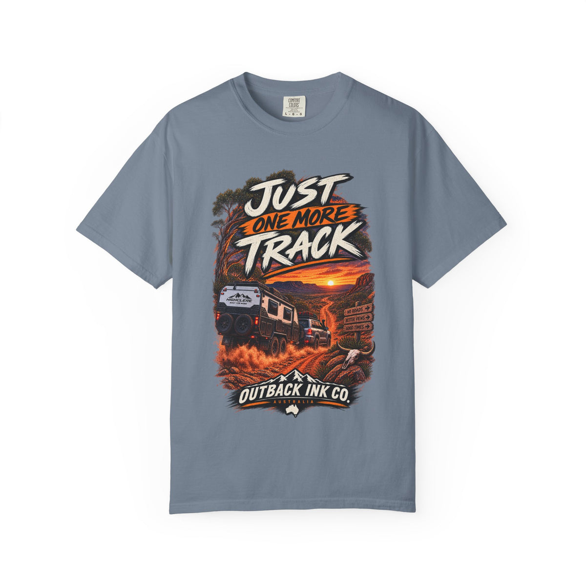 Just One More Track Graphic Tee — Train & Outback Adventure T-Shirt