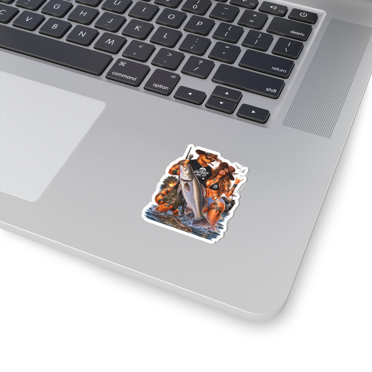 Fishing Couple Sticker — Outback Ink Co. Bass Catch Kiss-Cut Sticker