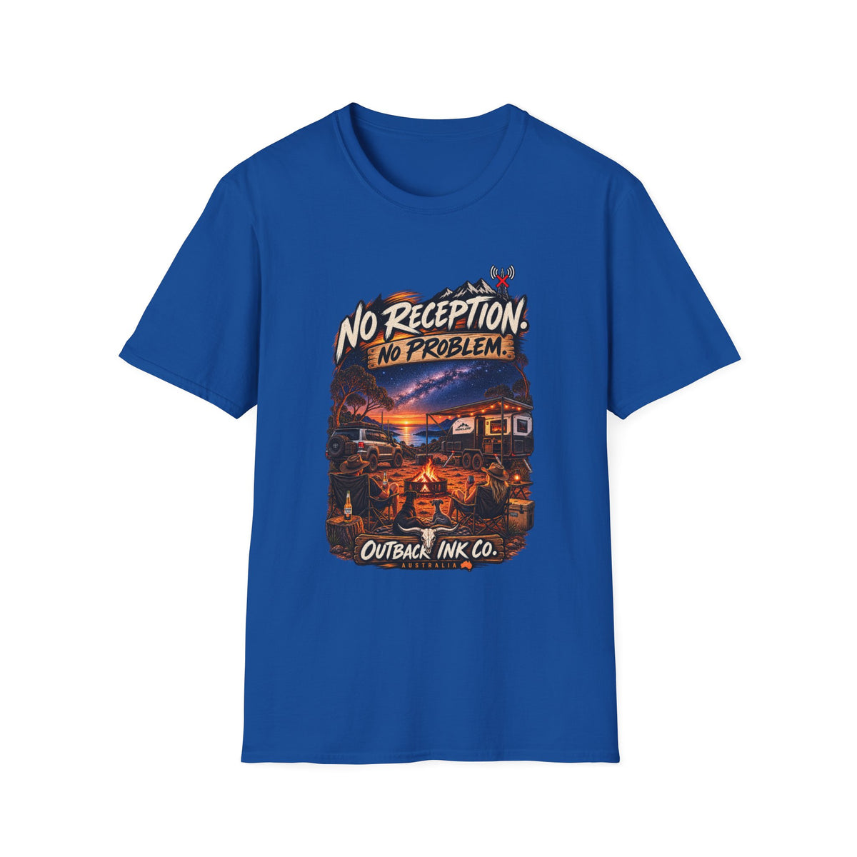 No Reception No Problems T-Shirt — Retro Camping Outdoor Adventure Tee