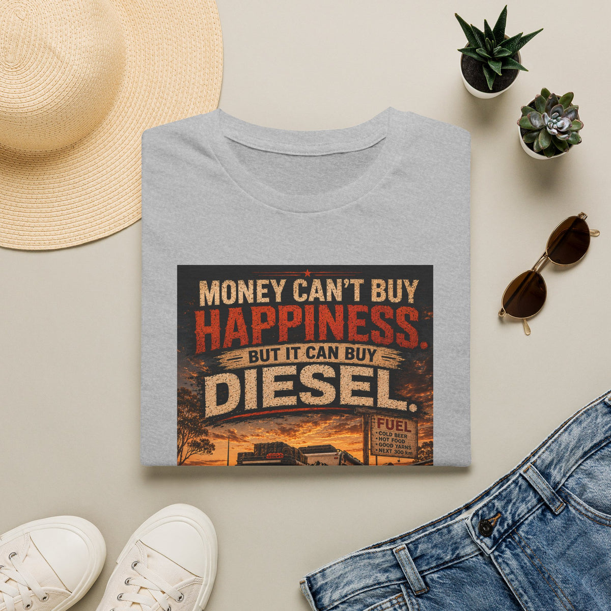 Diesel Truck Tee — "Money Can't Buy Happiness but It Can Buy Diesel" Vintage Graphic T-Shirt
