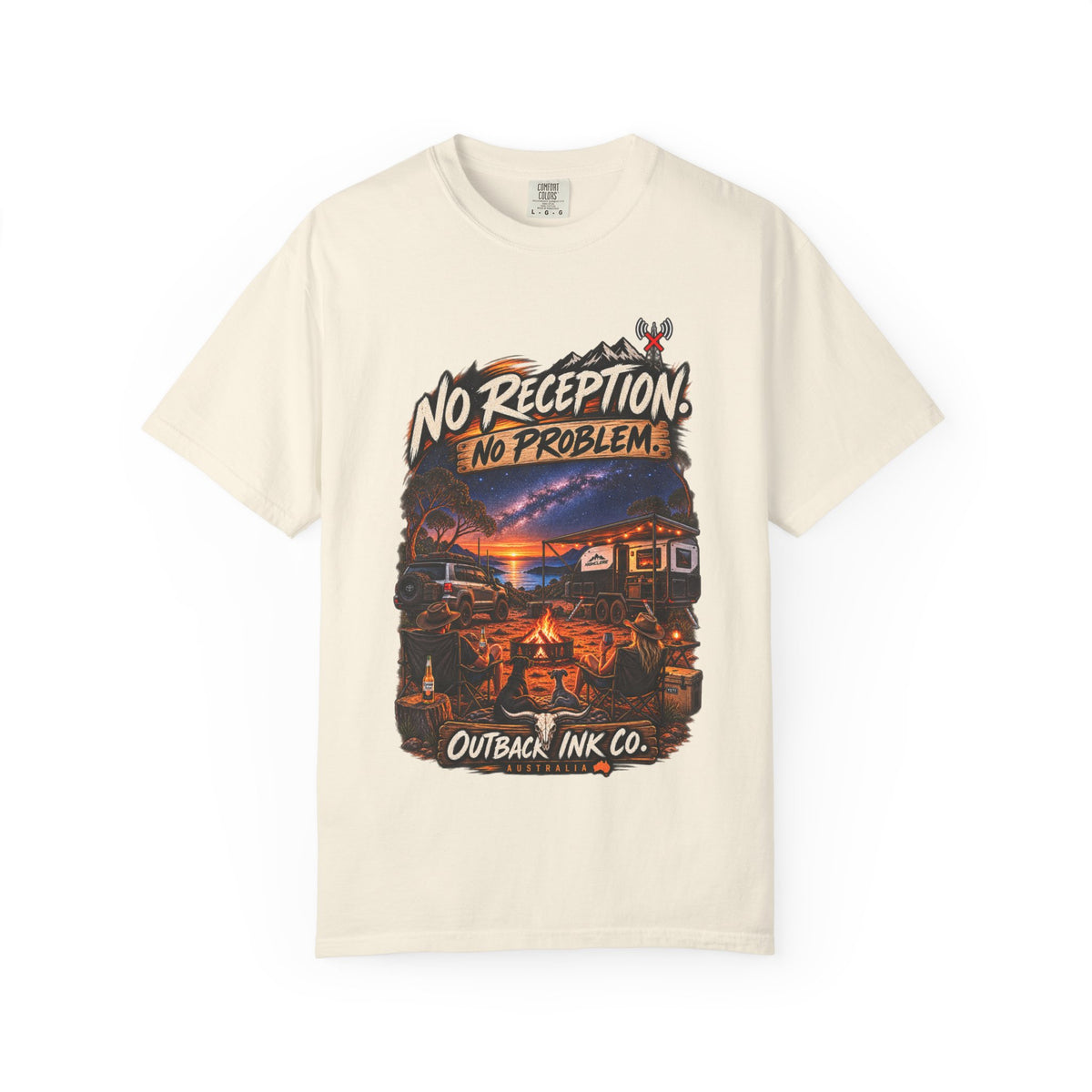 No Reception No Problem Graphic Tee — Camping & Off-Grid Adventure T-Shirt