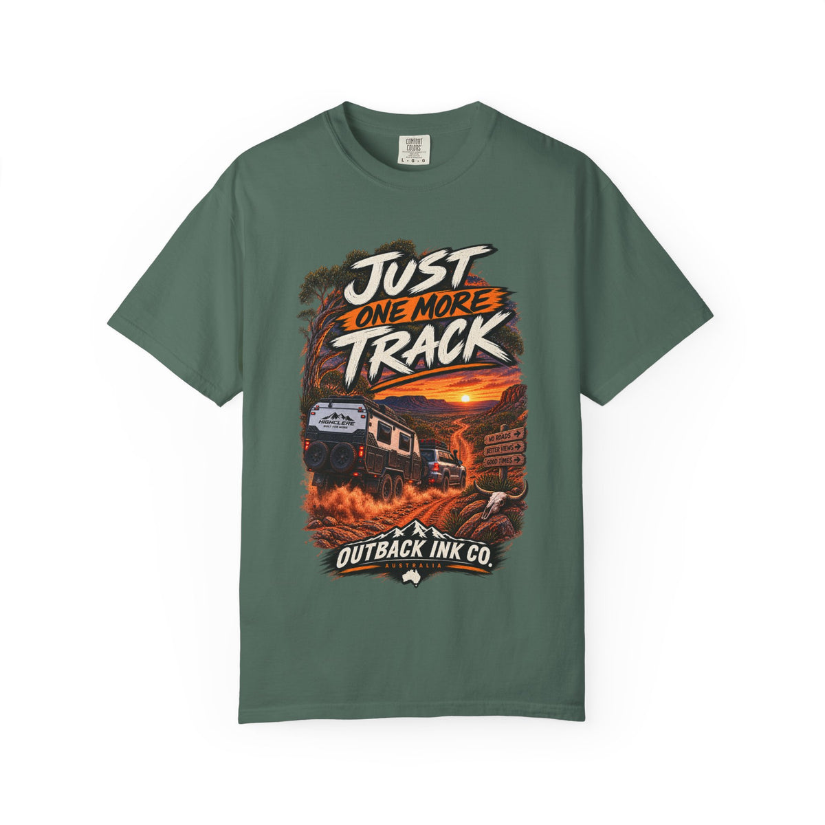 Just One More Track Graphic Tee — Train & Outback Adventure T-Shirt