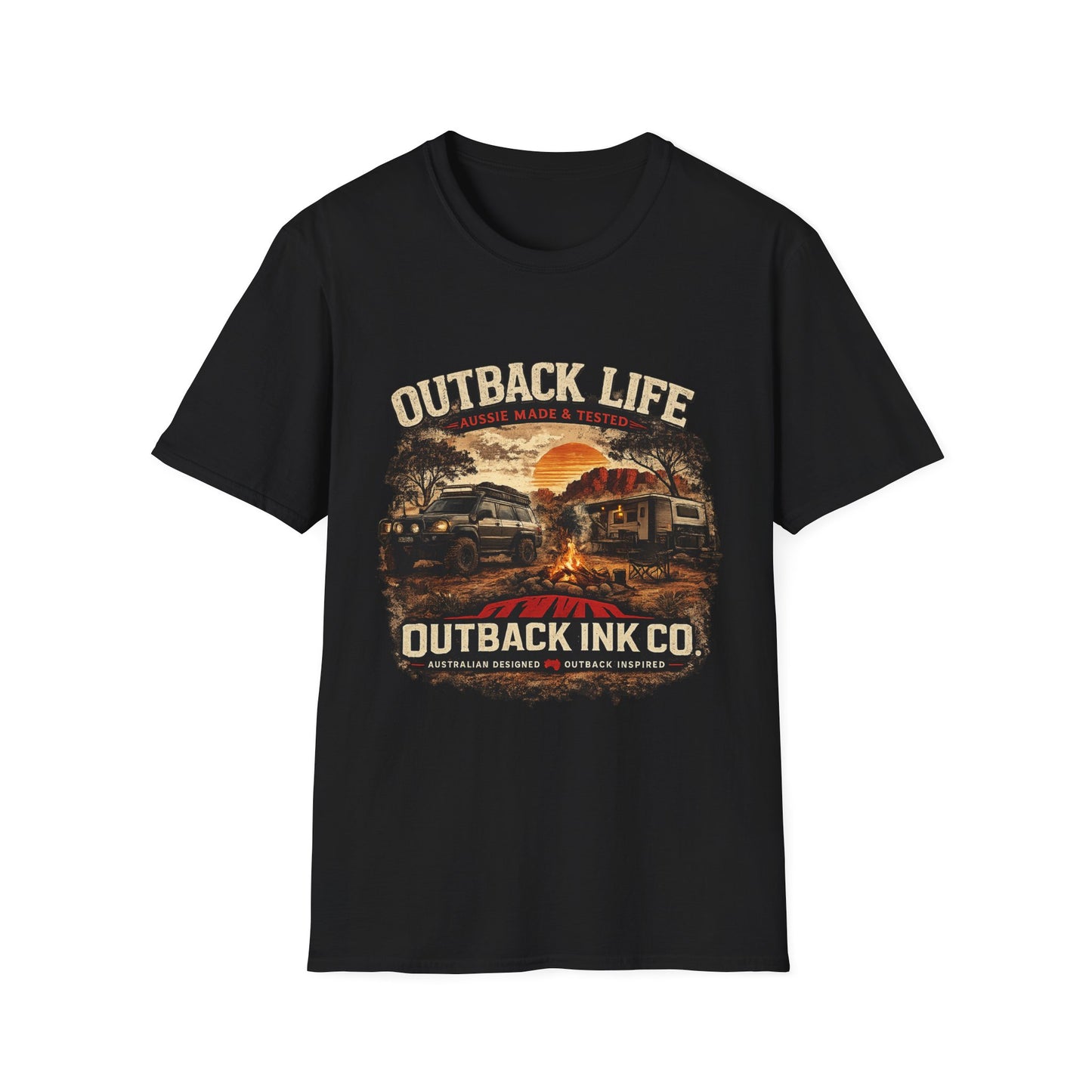 Outback Life Graphic T-Shirt — Aussie Made Caravan & Camper Sunset Tee