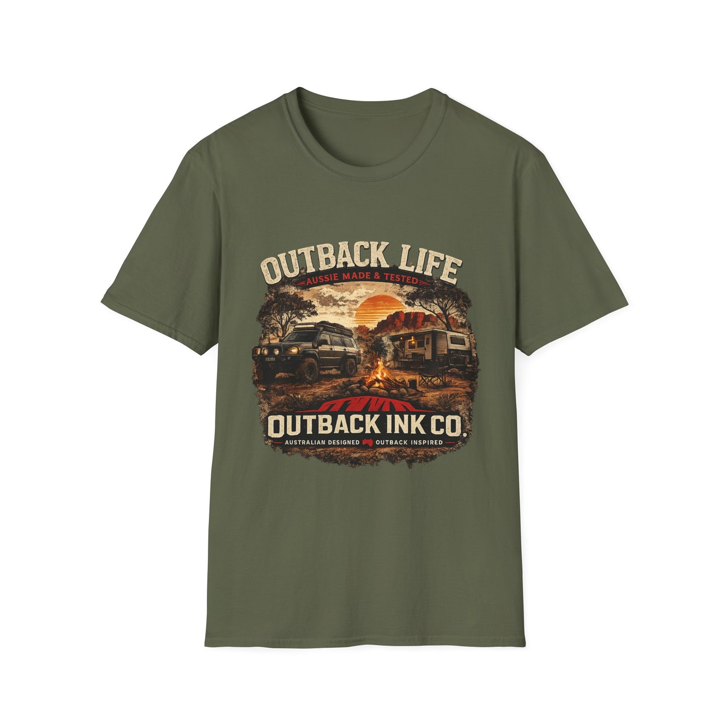 Outback Life Graphic T-Shirt — Aussie Made Caravan & Camper Sunset Tee