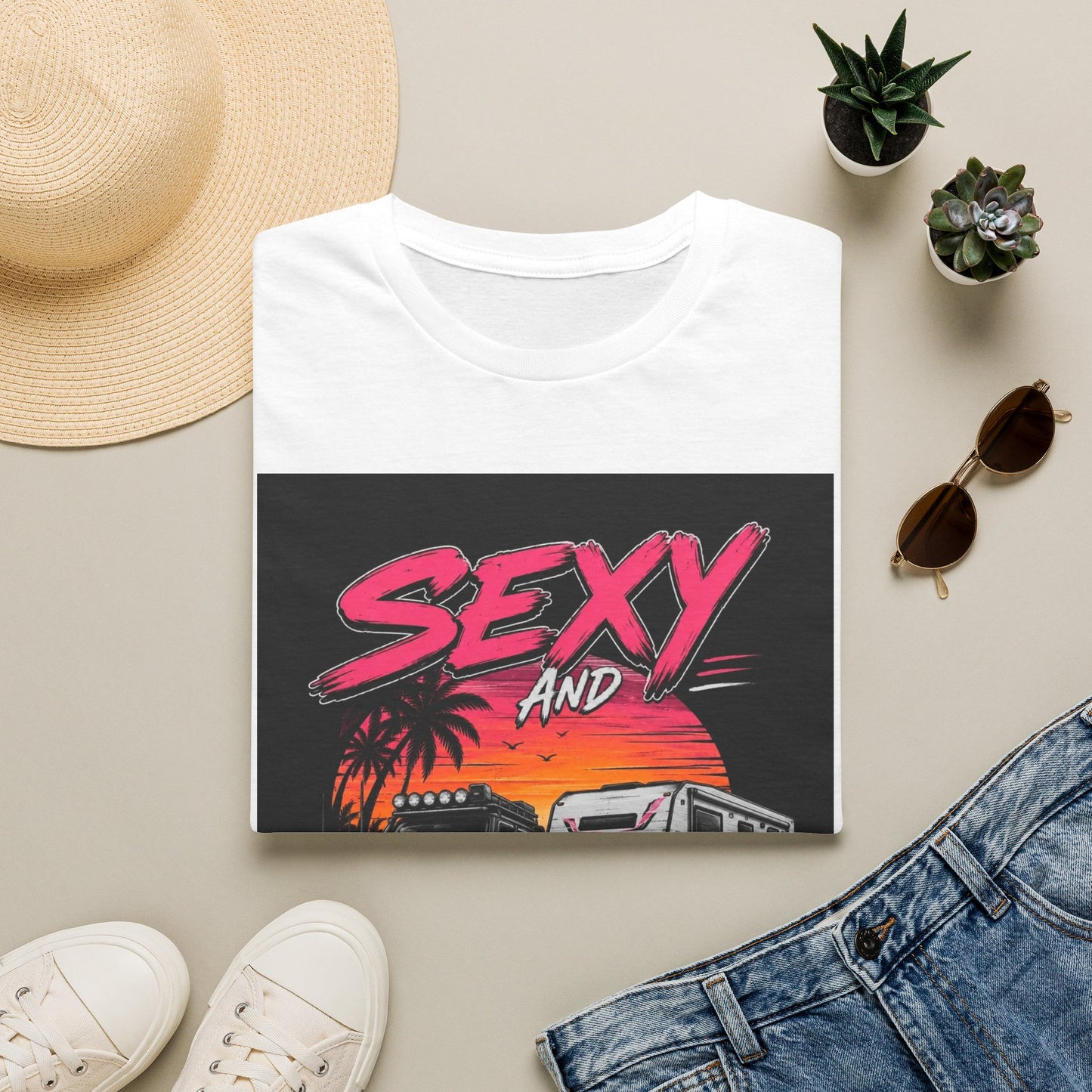 Sexy and I Tow It T‑Shirt — Retro Sunset Tow Truck Tee