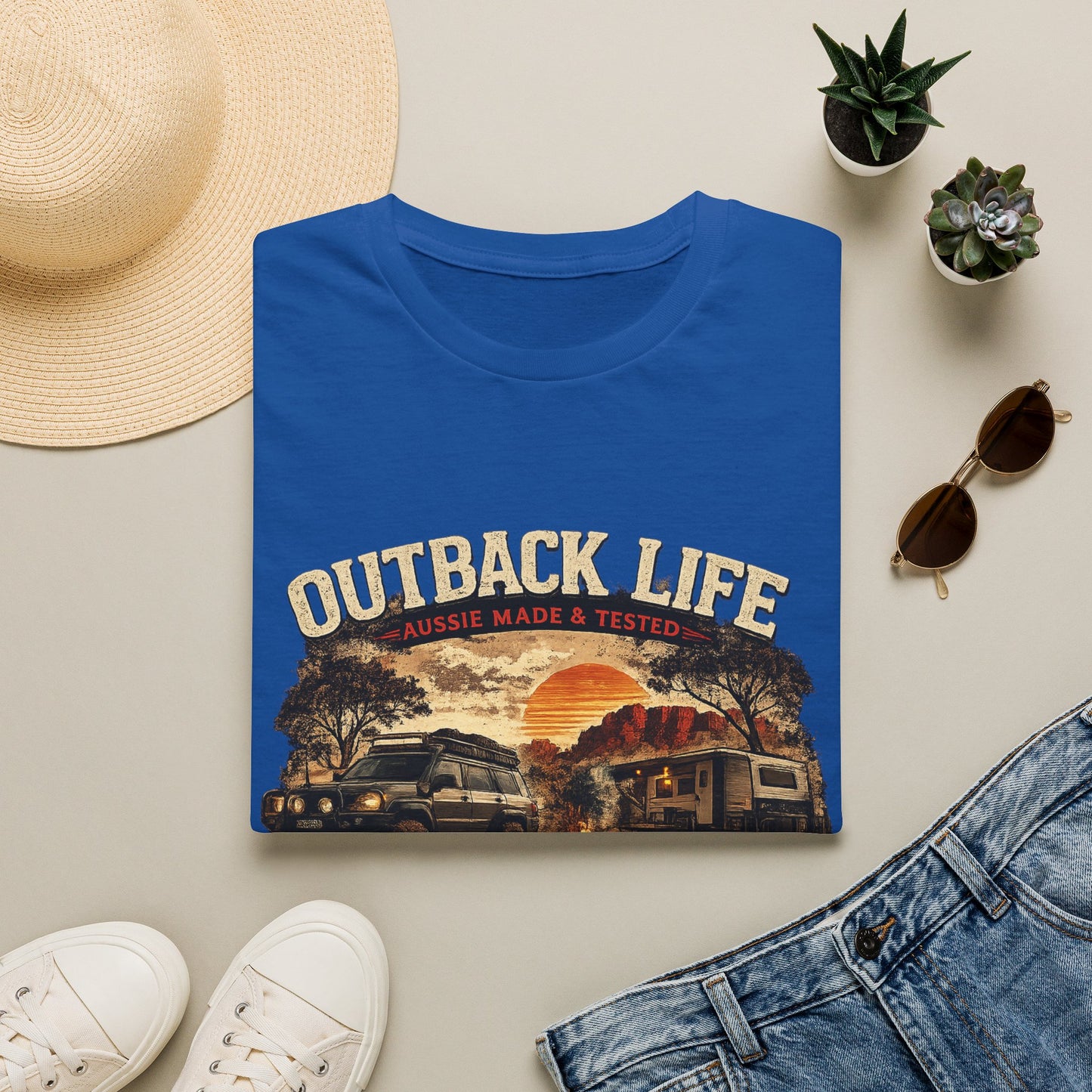 Outback Life Graphic T-Shirt — Aussie Made Caravan & Camper Sunset Tee