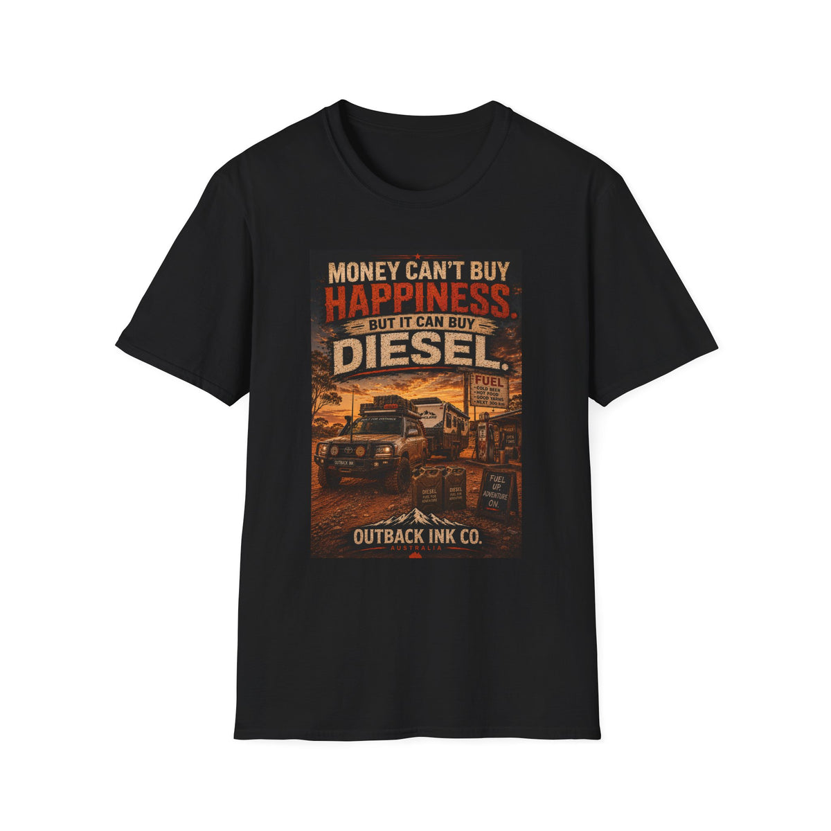 Diesel Truck Tee — "Money Can't Buy Happiness but It Can Buy Diesel" Vintage Graphic T-Shirt