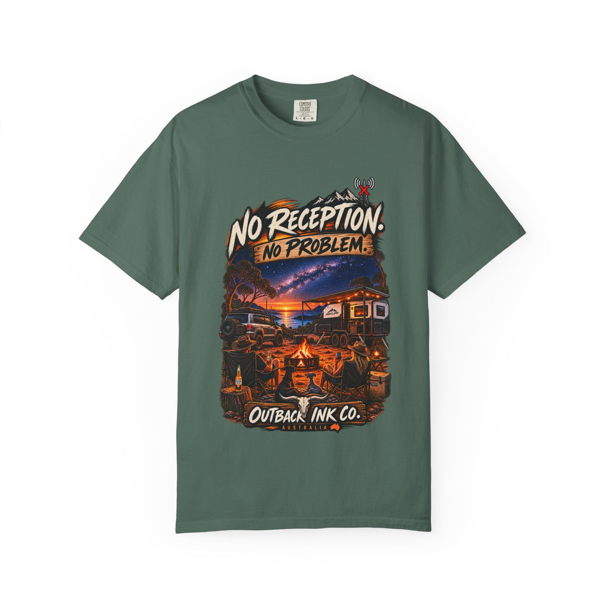 No Reception No Problem Graphic Tee — Camping & Off-Grid Adventure T-Shirt