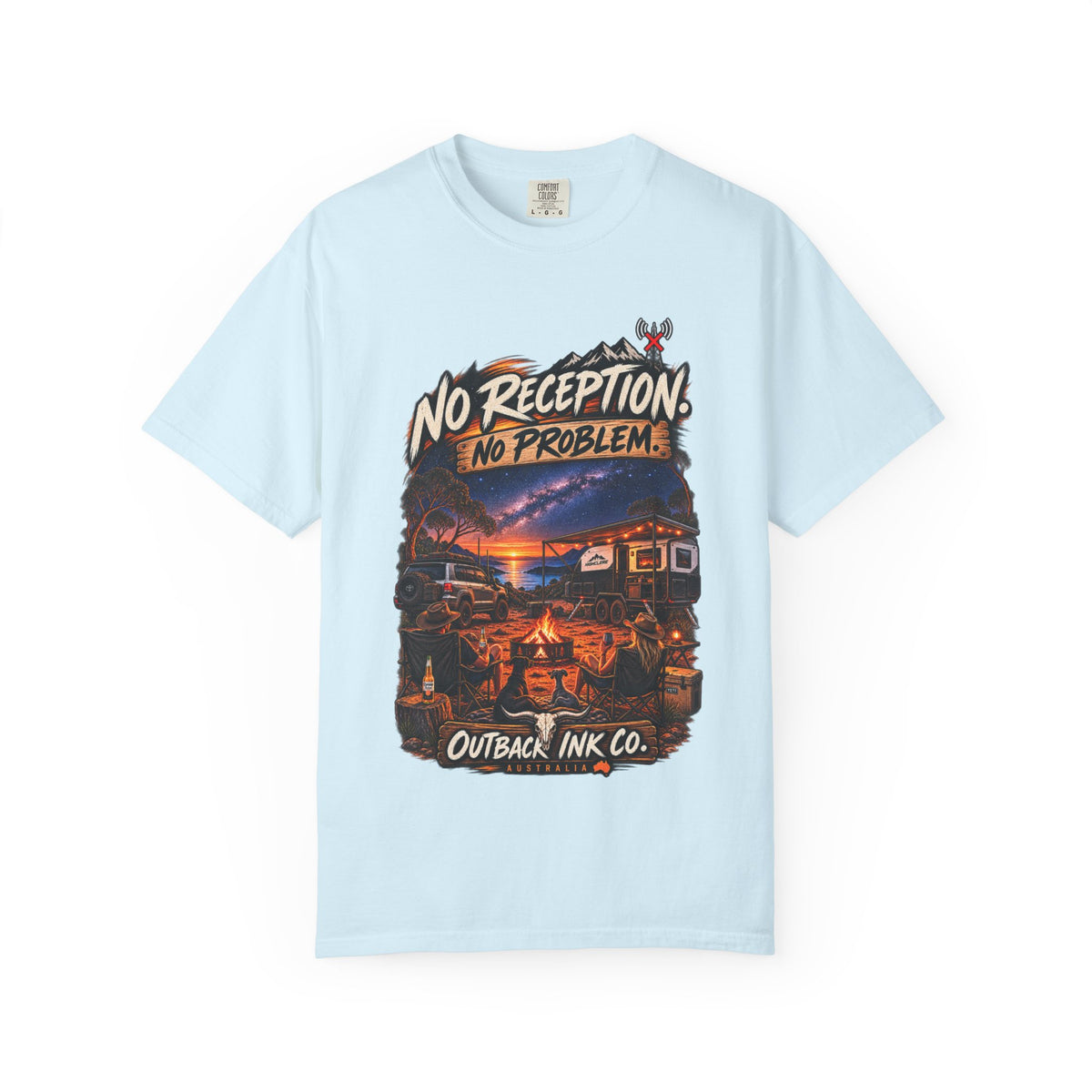 No Reception No Problem Graphic Tee — Camping & Off-Grid Adventure T-Shirt