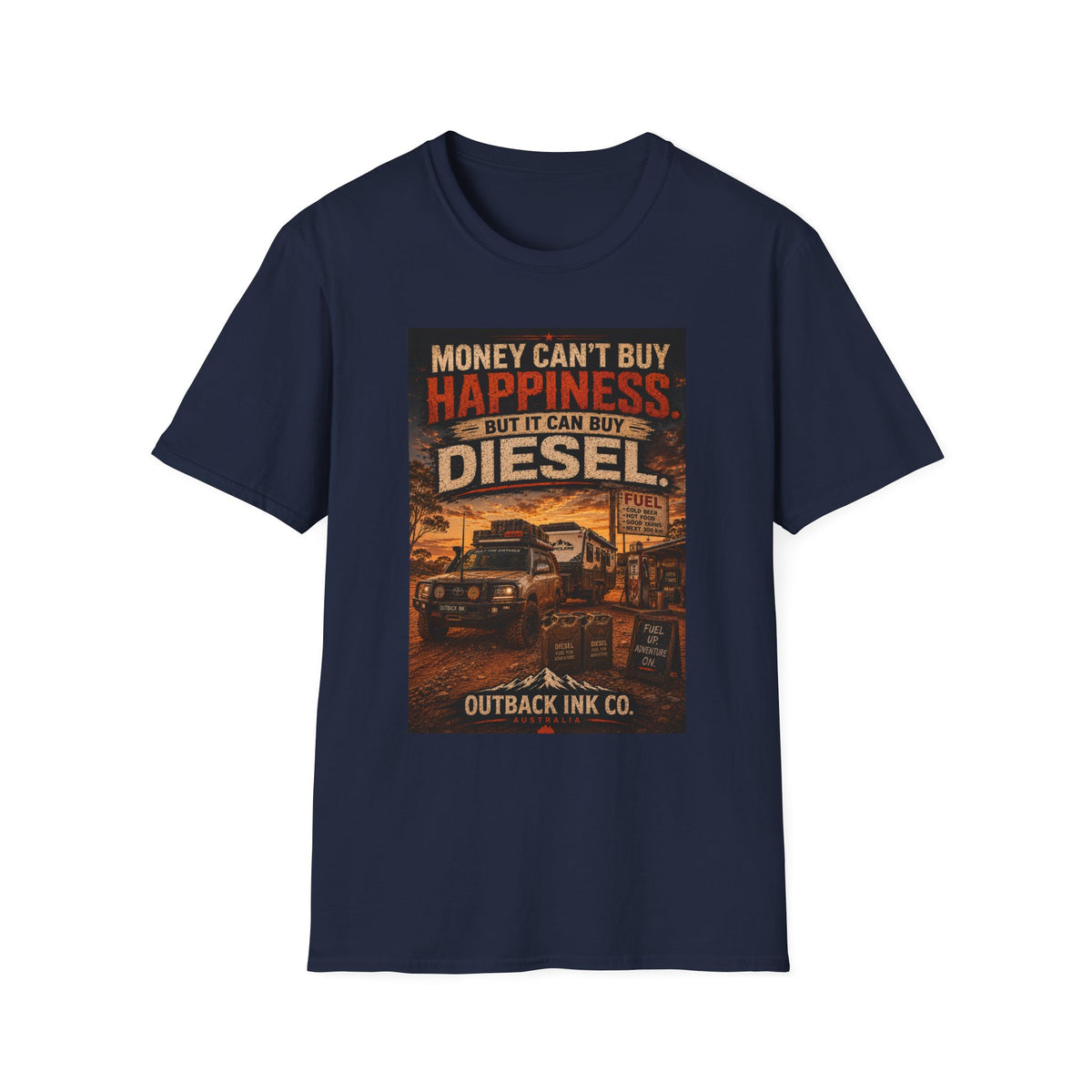 Diesel Truck Tee — "Money Can't Buy Happiness but It Can Buy Diesel" Vintage Graphic T-Shirt