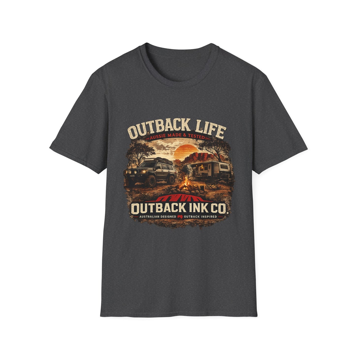 Outback Life Graphic T-Shirt — Aussie Made Caravan & Camper Sunset Tee