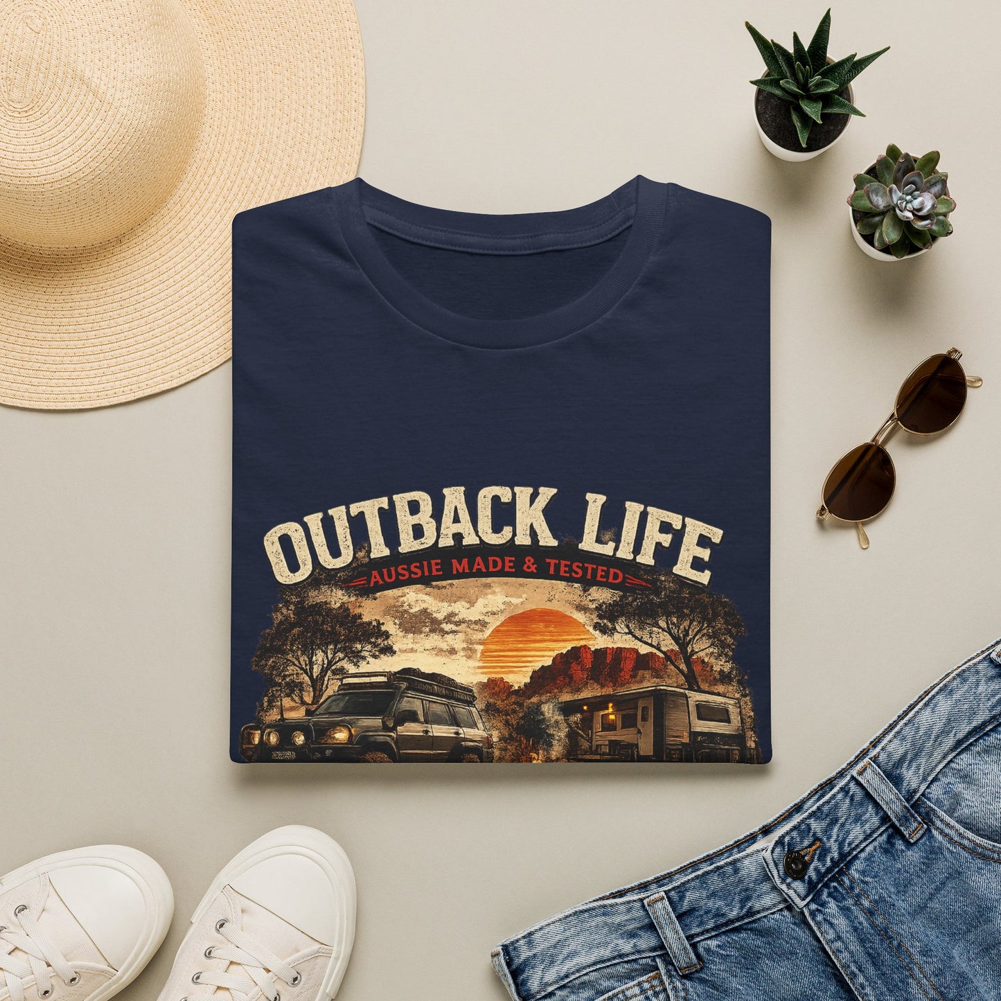Outback Life Graphic T-Shirt — Aussie Made Caravan & Camper Sunset Tee