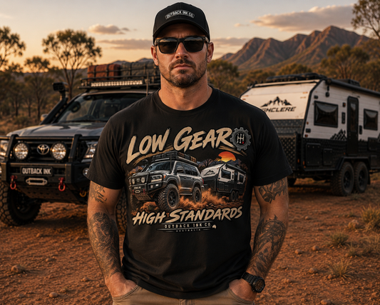 Low Gear Off-Road T-Shirt — ‘Low Gear High Standards’ 4x4 Adventure Tee