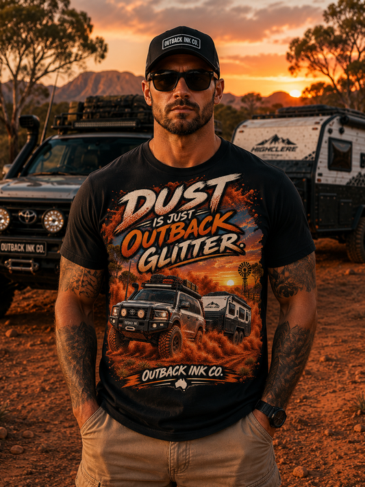 Outback Glitter Tee — "Dust Is Just Outback Glitter" Graphic T-Shirt