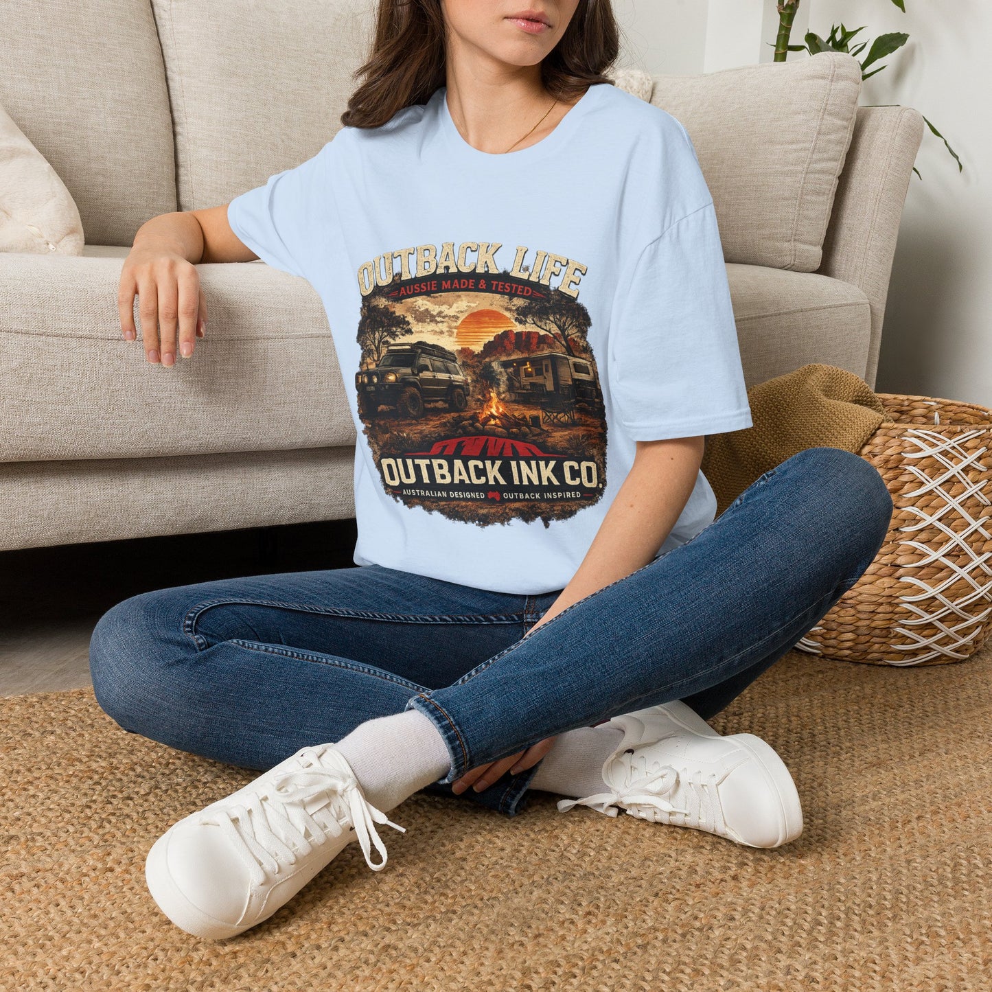 Outback Life Graphic T-Shirt — Aussie Made Caravan & Camper Sunset Tee
