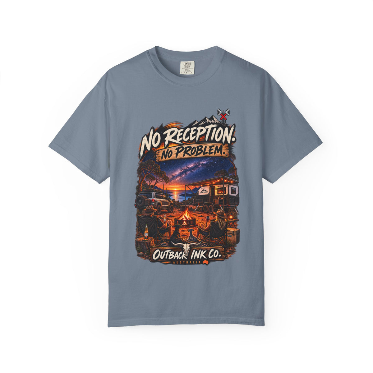 No Reception No Problem Graphic Tee — Camping & Off-Grid Adventure T-Shirt
