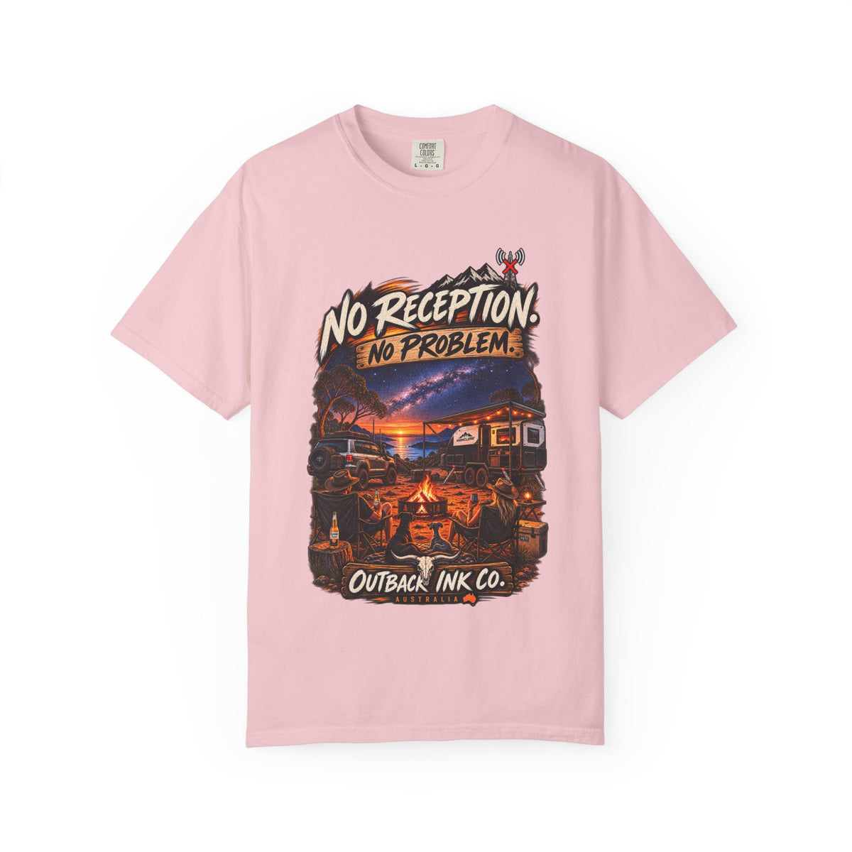 No Reception No Problem Graphic Tee — Camping & Off-Grid Adventure T-Shirt