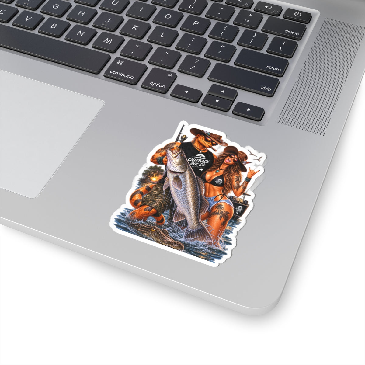 Fishing Couple Sticker — Outback Ink Co. Bass Catch Kiss-Cut Sticker