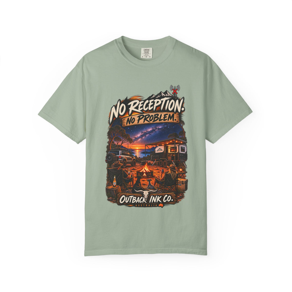 No Reception No Problem Graphic Tee — Camping & Off-Grid Adventure T-Shirt