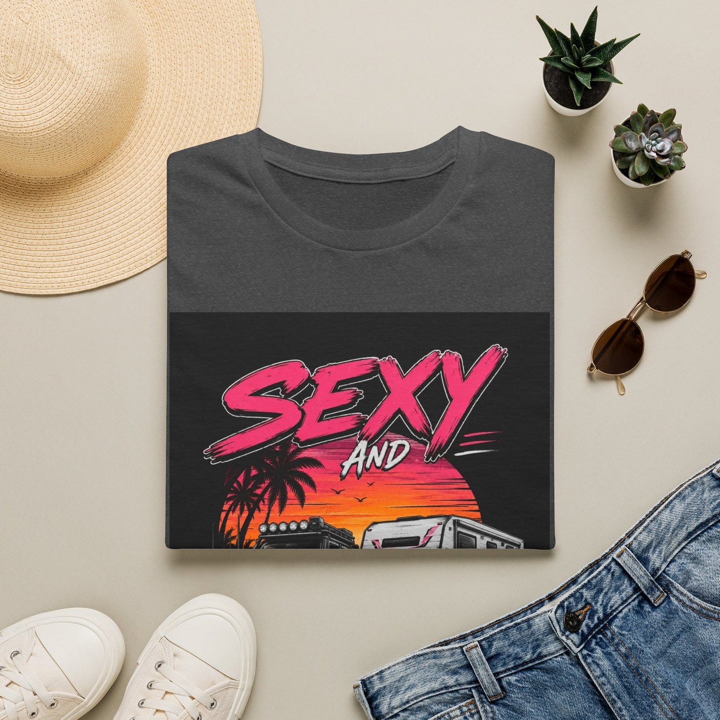 Sexy and I Tow It T‑Shirt — Retro Sunset Tow Truck Tee