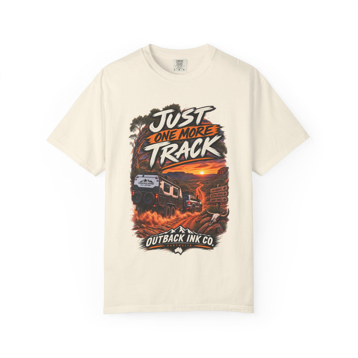 Just One More Track Graphic Tee — Train & Outback Adventure T-Shirt