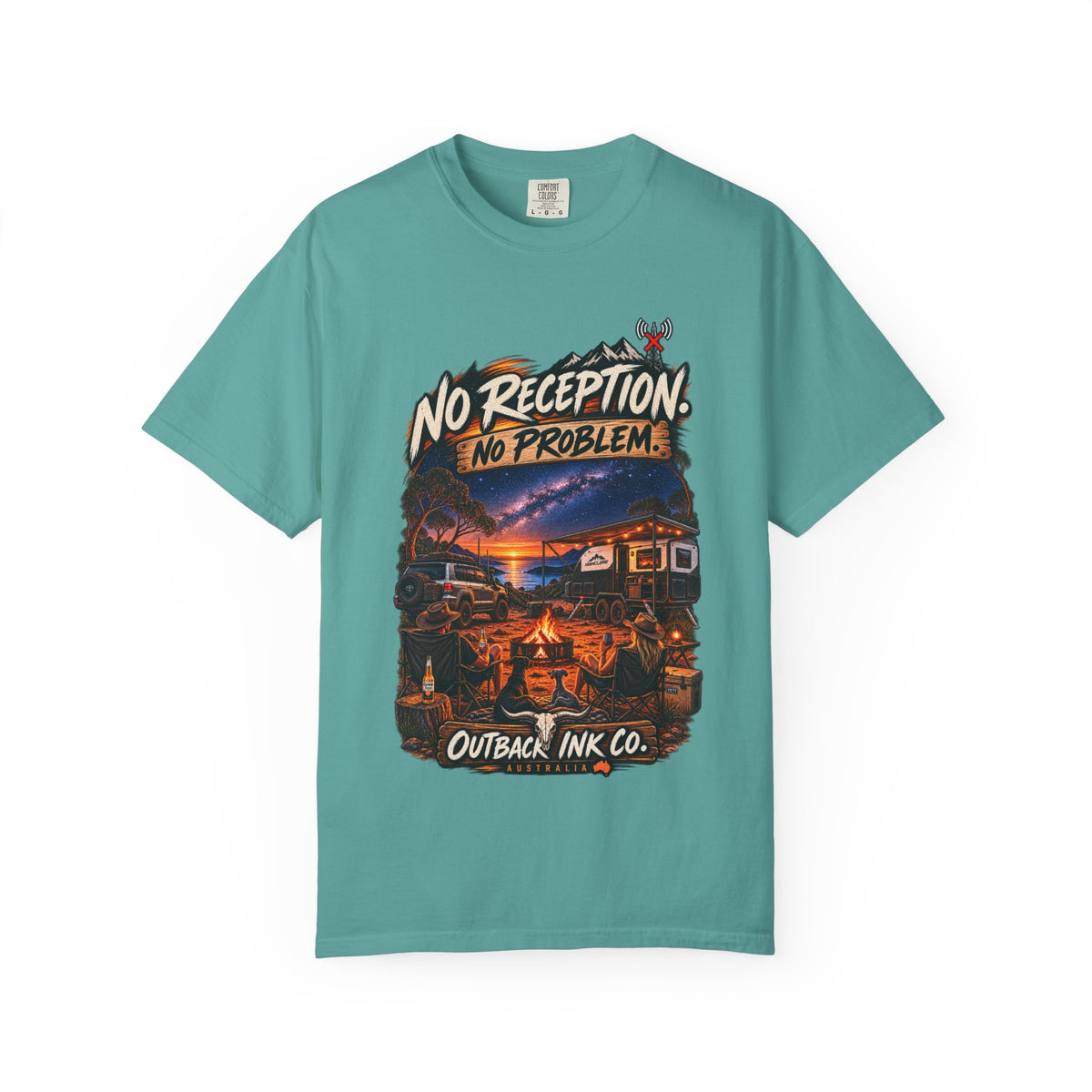 No Reception No Problem Graphic Tee — Camping & Off-Grid Adventure T-Shirt