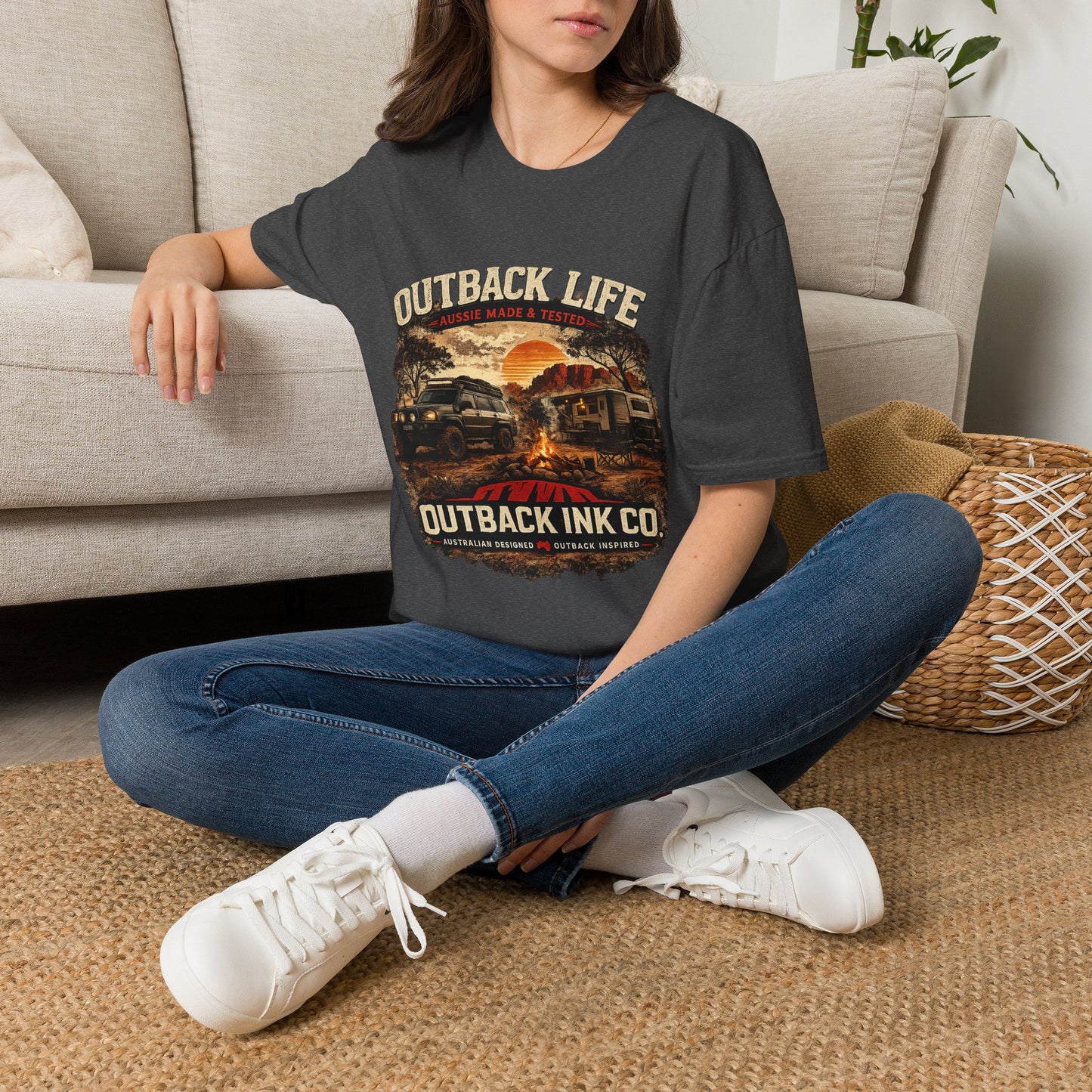 Outback Life Graphic T-Shirt — Aussie Made Caravan & Camper Sunset Tee