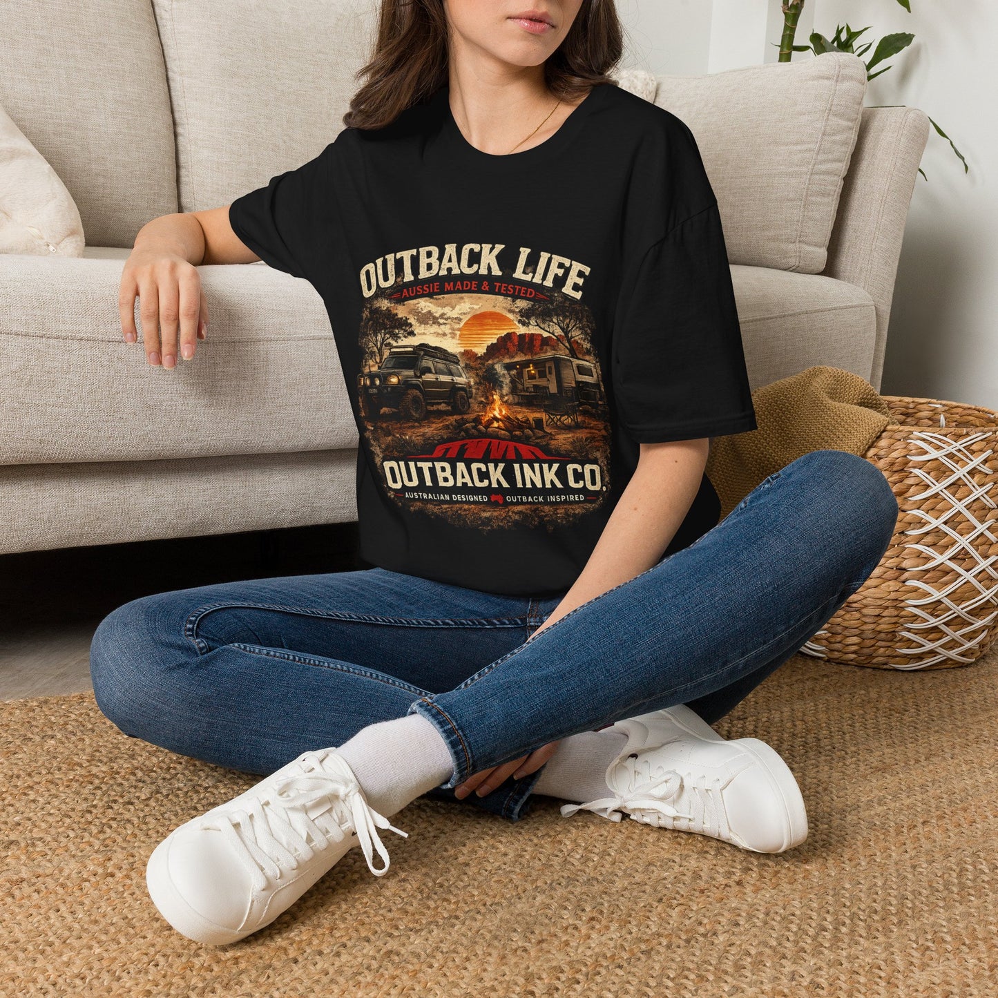 Outback Life Graphic T-Shirt — Aussie Made Caravan & Camper Sunset Tee