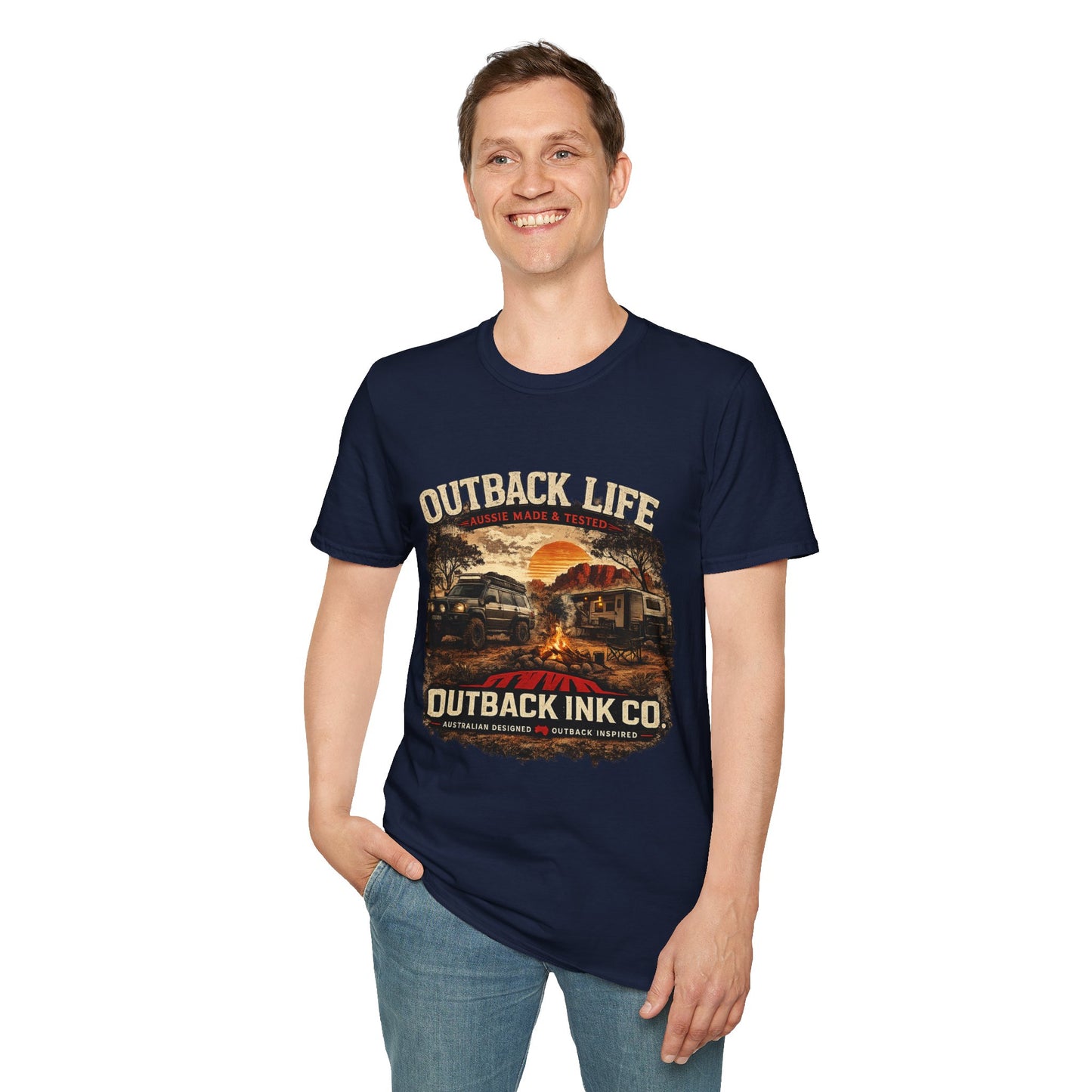Outback Life Graphic T-Shirt — Aussie Made Caravan & Camper Sunset Tee
