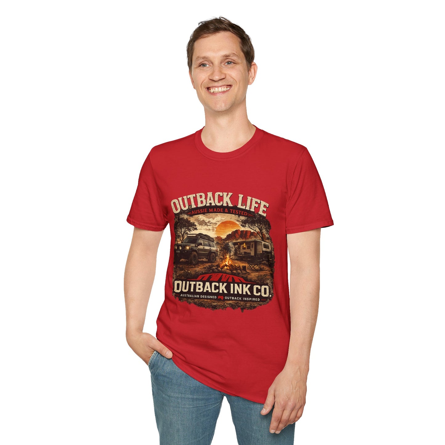 Outback Life Graphic T-Shirt — Aussie Made Caravan & Camper Sunset Tee