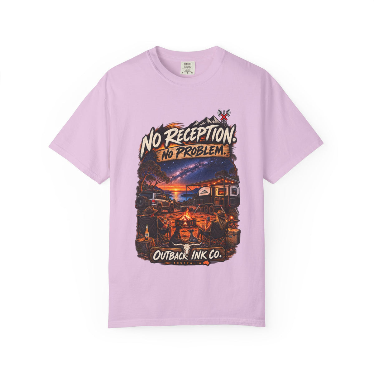 No Reception No Problem Graphic Tee — Camping & Off-Grid Adventure T-Shirt