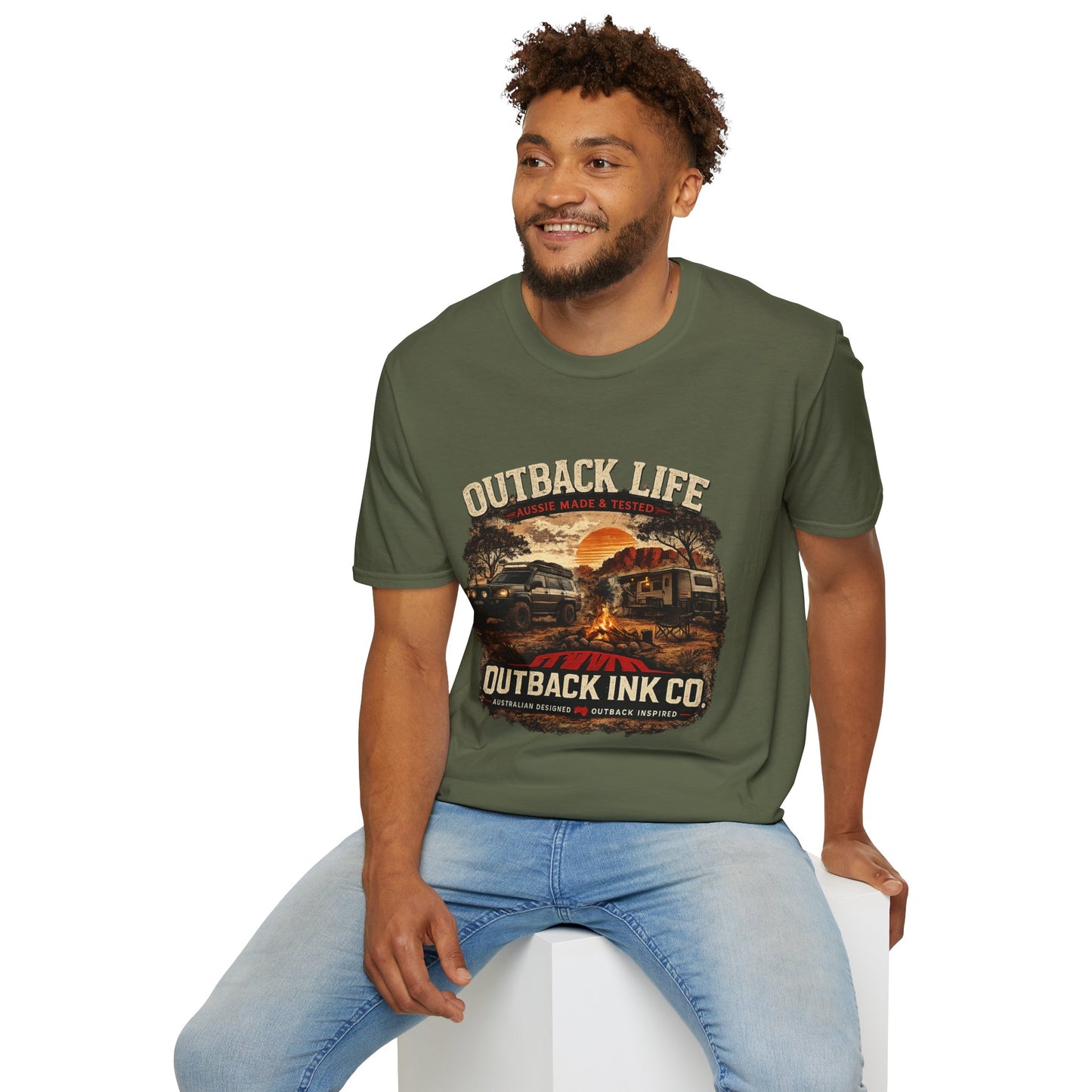 Outback Life Graphic T-Shirt — Aussie Made Caravan & Camper Sunset Tee