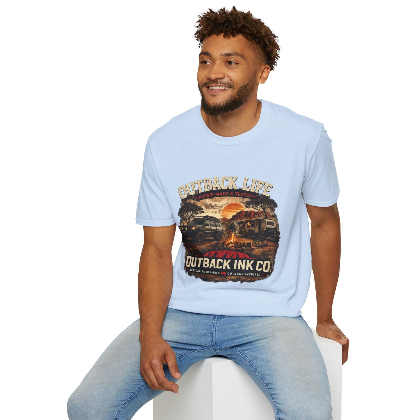 Outback Life Graphic T-Shirt — Aussie Made Caravan & Camper Sunset Tee