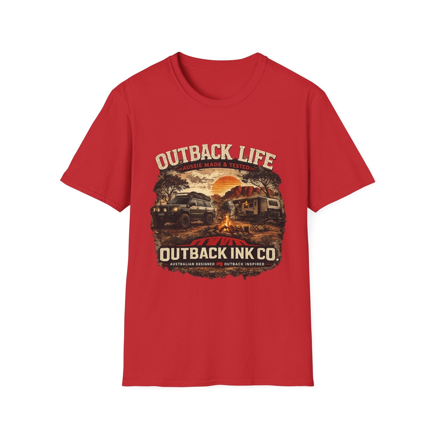 Outback Life Graphic T-Shirt — Aussie Made Caravan & Camper Sunset Tee
